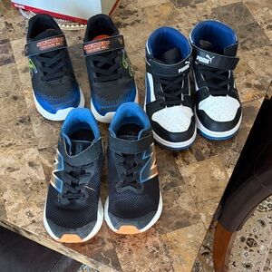 Puma Kids Black and White Velcro High-Top Sneakers